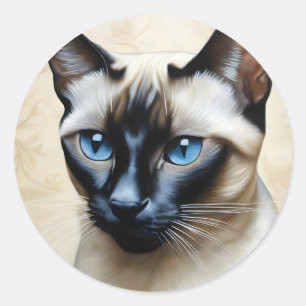 Elegant Siamese Cat Classic Round Sticker