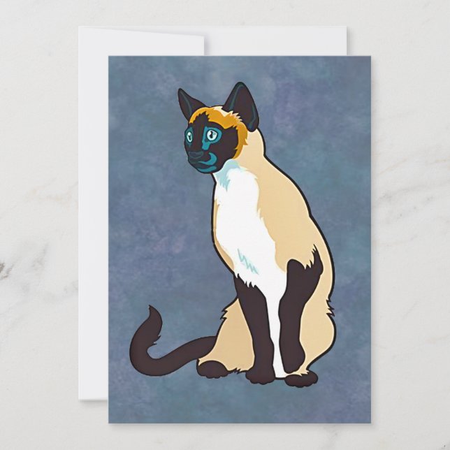 Elegant Siamese Cat Invitation (Front)