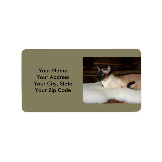 Elegant Siamese Cat Label (Front)