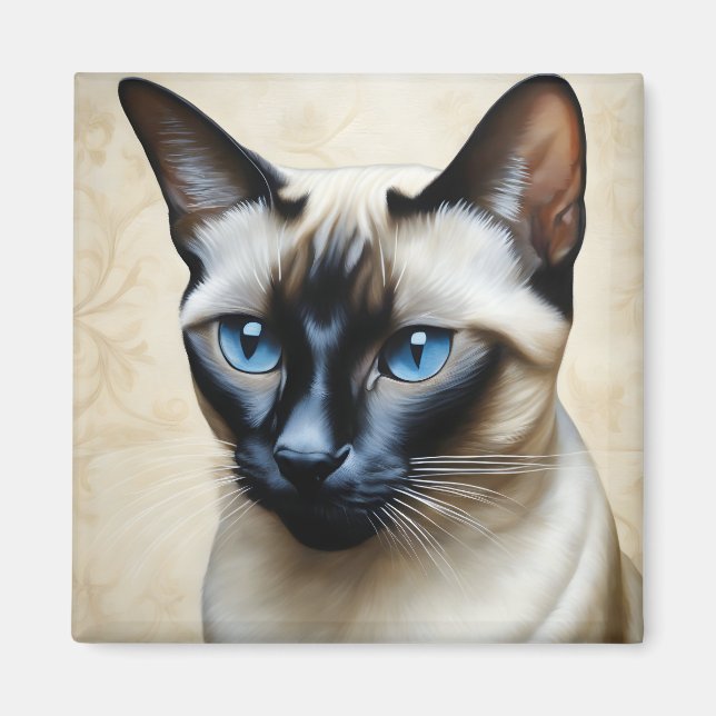 Elegant Siamese Cat Magnet (Front)