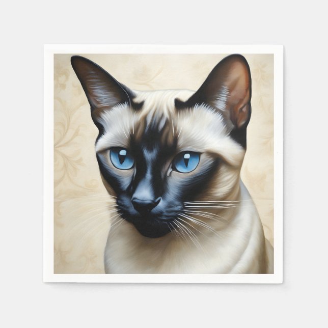Elegant Siamese Cat Napkin (Front)
