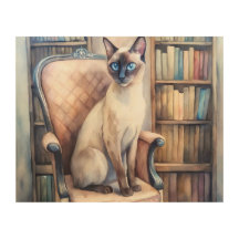 Elegant Siamese Cat with Antique Charm – Vintage W