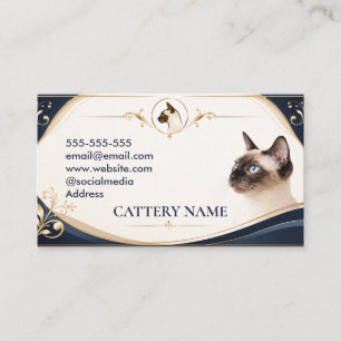 Elegant Siamese Cattery Custom Business Card