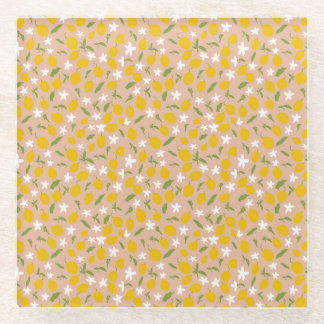 Elegant Sicilian Lemon Glass Coasters