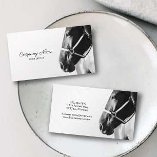 Elegant Side Horse Head White Business Card