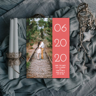 Elegant Side Swept Photo Save the Date Red