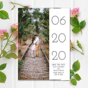 Elegant Side Swept Photo Save the Date White