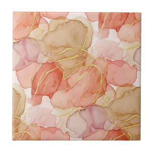 Elegant Sienna Taupe Gold Marble Fluid Ceramic Tile