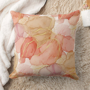 Elegant Sienna Taupe Gold Marble Fluid Cushion