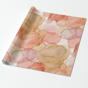 Elegant Sienna Taupe Gold Marble Fluid Wrapping Paper