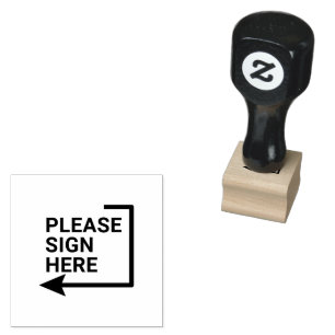 Elegant Sign Here Arrow Page Flag Indicator 1/2" Rubber Stamp