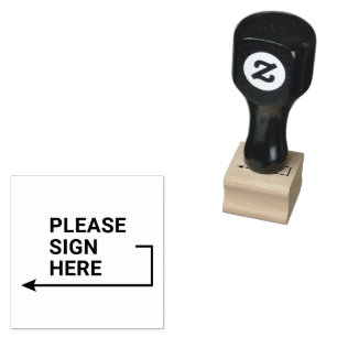 Elegant Sign Here Arrow Page Flag Indicator mini Rubber Stamp