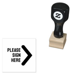 Elegant Sign Here Arrow Page Flag Indicator Swipe Rubber Stamp
