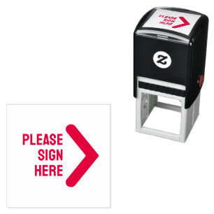 Elegant Sign Here Arrow Page Flag Indicator Swipe Self-inking Stamp