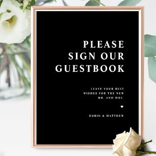 Elegant, Sign Our Guest Book, Black, Minimal Sign