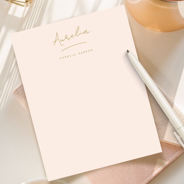 Elegant Signature Blush Pink Gold Personalised Custom Letterhead (Creator Uploaded)