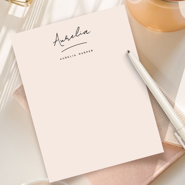 Elegant Signature Blush Pink Personalised Custom Letterhead (Creator Uploaded)