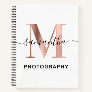 Elegant Signature Rose Gold M Monogram Logo Notebook