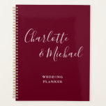 Elegant Signature Script Burgundy Wedding Planner<br><div class="desc">Elegant signature burgundy wedding planner personalised with signature style names. Designed by Thisisnotme©</div>