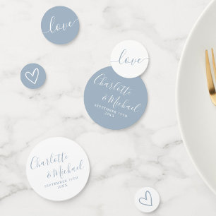 Elegant Signature Script Dusty Blue Wedding Confetti