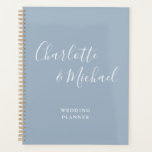 Elegant Signature Script Dusty Blue Wedding Planner<br><div class="desc">Elegant signature dusty blue wedding planner personalised with signature style names. Designed by Thisisnotme©</div>