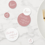 Elegant Signature Script Dusty Rose Wedding Confetti<br><div class="desc">Elegant signature dusty rose wedding table confetti personalised with signature style names,  special wedding date and message. Designed by Thisisnotme©</div>