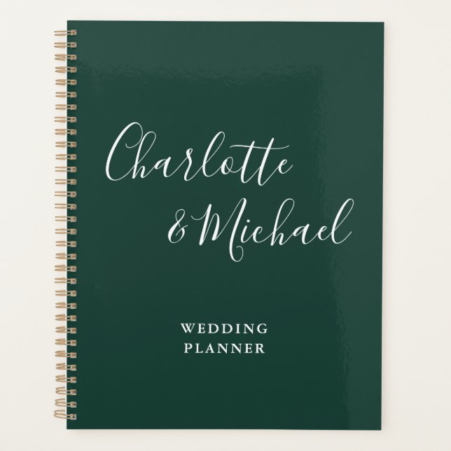 Elegant Signature Script Emerald Green Wedding Planner (Front)