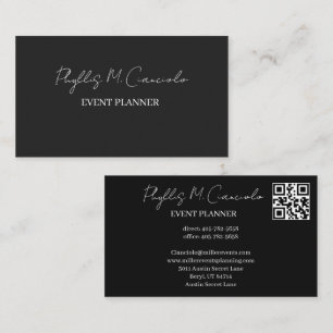 Elegant Signature Script Event Planner QR Code Bus Business Card