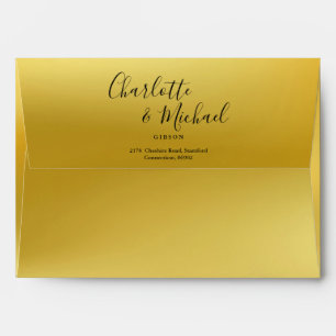 Elegant Signature Script Gold Return Address Envelope