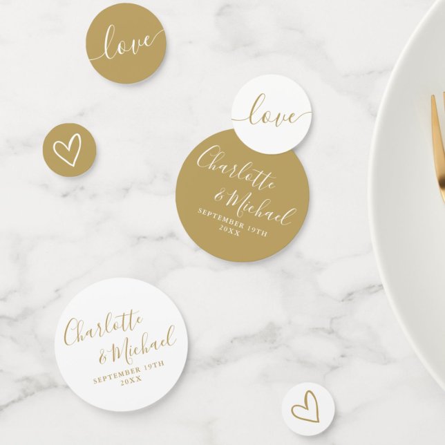 Elegant Signature Script Gold Wedding Confetti (Elegant Signature Script Gold Wedding Confetti)