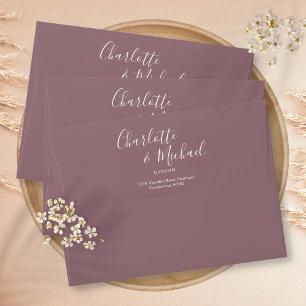 Elegant Signature Script Mauve Return Address Envelope