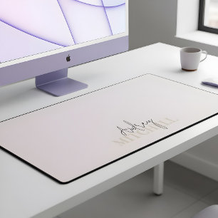 Elegant Signature Script Monogram Pink Desk Mat