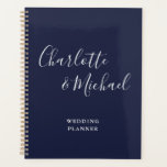 Elegant Signature Script Navy Blue Wedding Planner<br><div class="desc">Elegant signature navy blue wedding planner personalised with signature style names. Designed by Thisisnotme©</div>