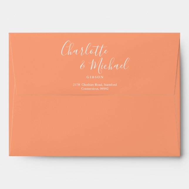 Elegant Signature Script Peach Return Address Envelope (Back (Top Flap))