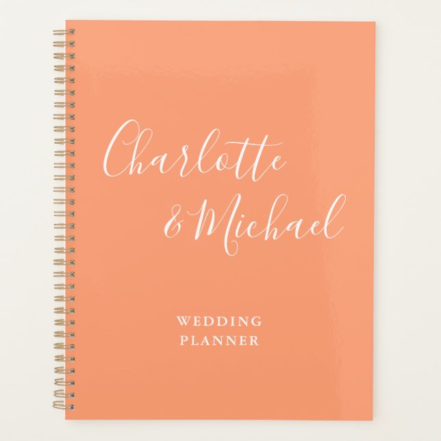 Elegant Signature Script Peach Wedding Planner (Front)
