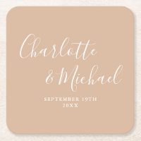 Elegant Signature Script Tan Taupe Wedding