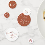 Elegant Signature Script Terracotta Wedding Confetti<br><div class="desc">Elegant signature terracotta wedding table confetti personalised with signature style names,  special wedding date and message. Designed by Thisisnotme©</div>