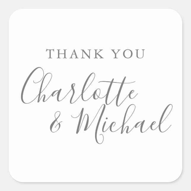 Elegant Signature Script Thank You Square Sticker (Front)
