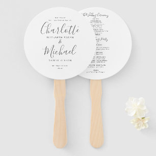 Elegant Signature Script Wedding Program Hand Fan