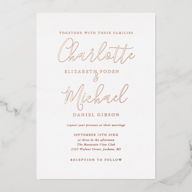 Elegant Signature Script Wedding Rose Gold (Front)