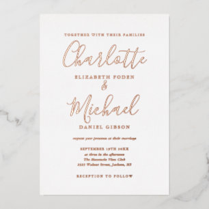 Elegant Signature Script Wedding Rose Gold Foil In