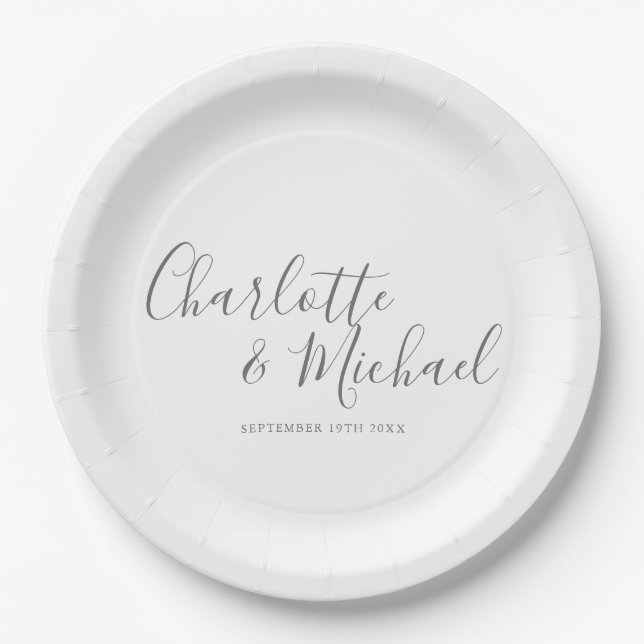 Elegant Signature Wedding Paper Plate (Front)