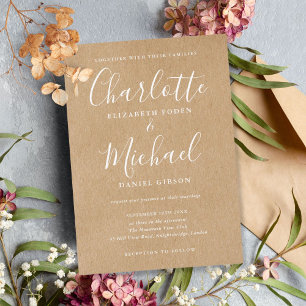 Elegant Signature Wedding Rustic Kraft Invitation