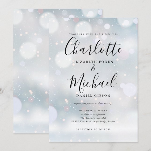 Elegant Signature Winter Frost Wedding Invitation (Front/Back)