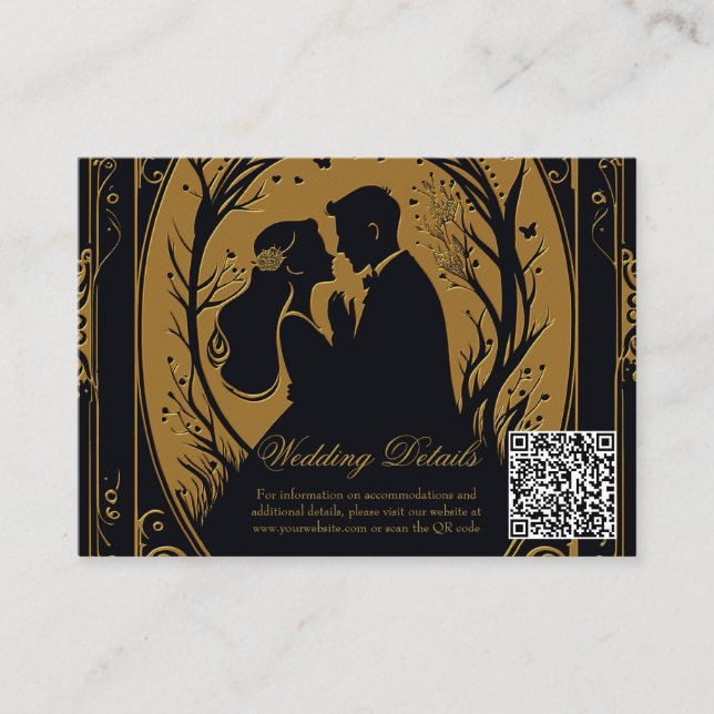 Elegant silhouette of a bride and groom  enclosure card (Front)