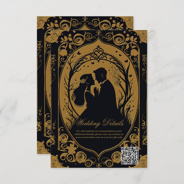 Elegant silhouette of a bride and groom  enclosure card (Front/Back)