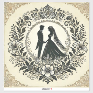 Elegant Silhouette of a Wedding Couple