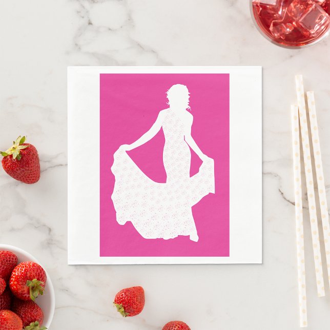 Elegant Silhouette of a Woman in Flowing Gown  Napkin (Creator Uploaded)