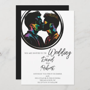Elegant Silhouette of Cute Gay Couple Wedding Invitation