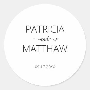 Elegant silhouette of leaves classic round sticker